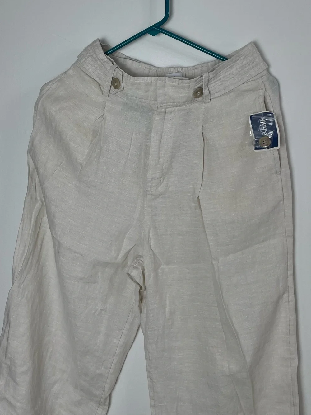 Women’s 100% Linen High Waisted Pants | Cream Beige | Size US 4 | NWT - Picture 4 of 9